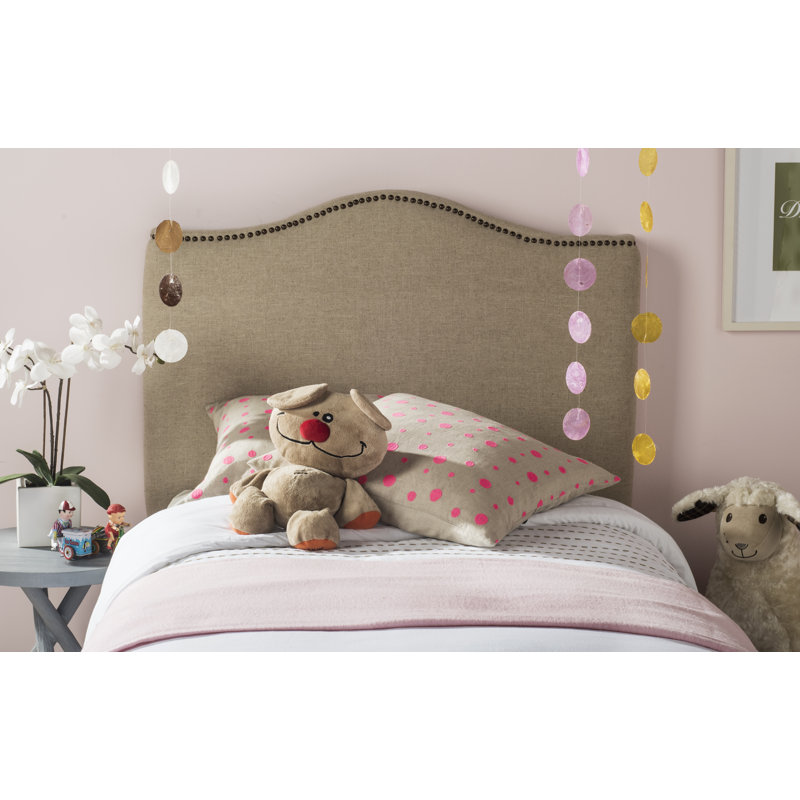 Laken Upholstered Headboard, Twin, Hemp Linen , Brass