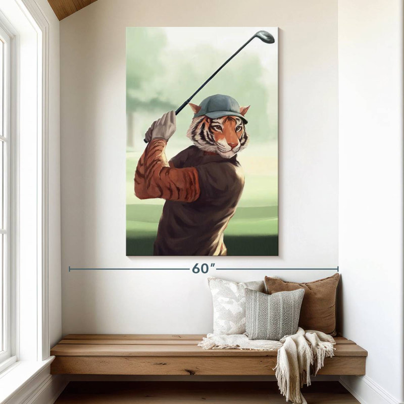 Ketti Tiger jouant au golf, H 51 po x l 34 po