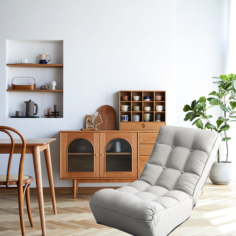Multifunctional Reclining Chair - For Meditating & Reading Gray Metal Comfortable Folding For , Space Saving