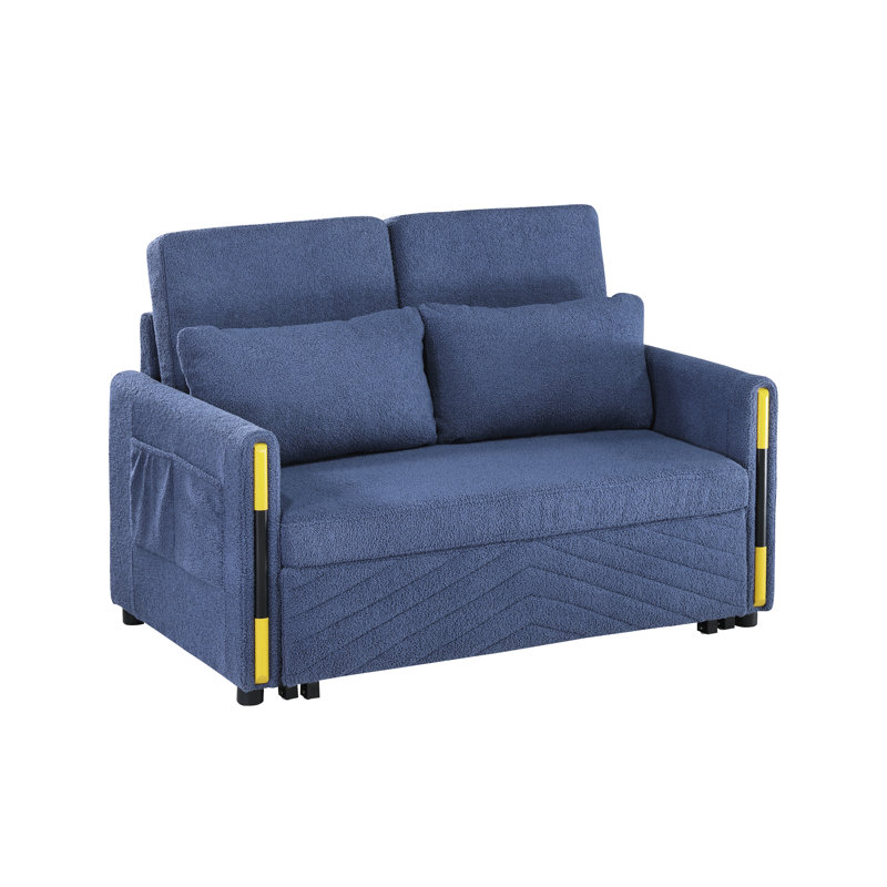Comfortable Navy Velvet Sleeper - Extendable Function Soft Extra Leg Room & Side Storage Pockets