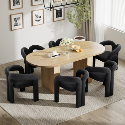 62.9inch Modern Oval Dining Table Set