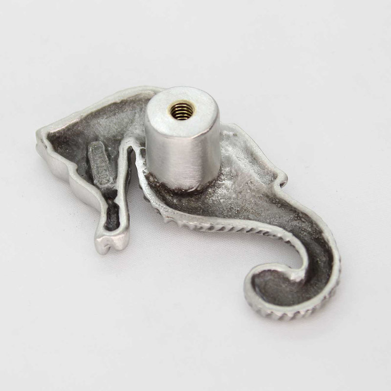 2 3/8" Seahorse Right Facing Small Knob, 3.75" H x 2.25" W, Brushed Nickel