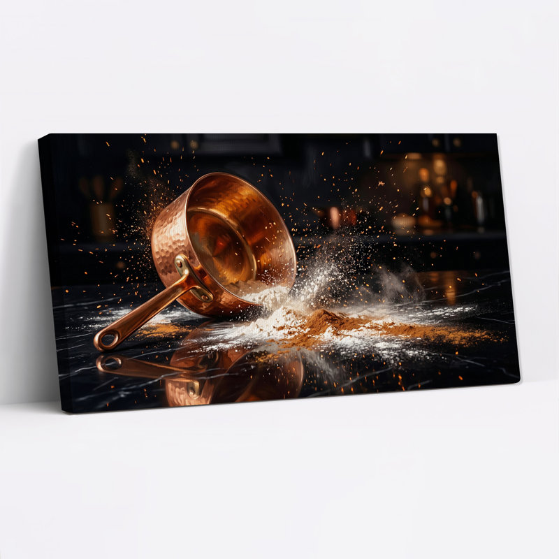 Art sur toile martelé cuillère en cuivre, L 32 po x H 16 po