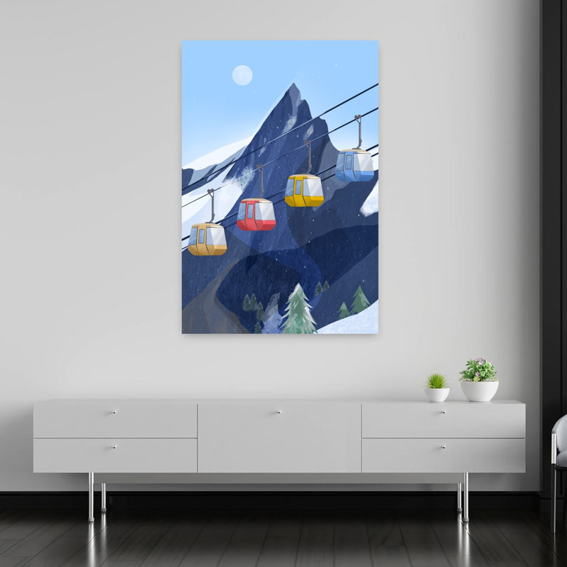 Art contemporain contemporain abstrait montagne et hiver, H 60 po x l 40 po