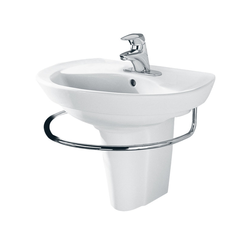 White Ceramic 24.5'' U-Shaped Bathroom Sink