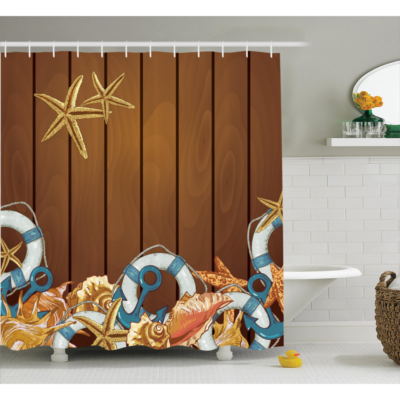 Rideau de douche simple mer toile de mer anchors, H 69 po x l 70 po