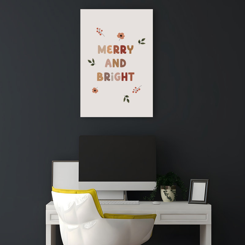 Merry And Bright Botanicals Minimalist Modern Abstract Winter Flower Wall Art Print by Mathieu - Wrapped Canvas Print