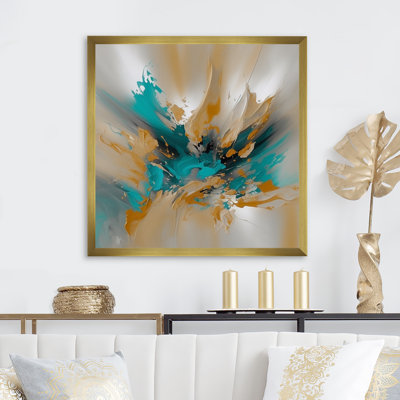 " Yellow And Turquoise Marble Fuild Ink "