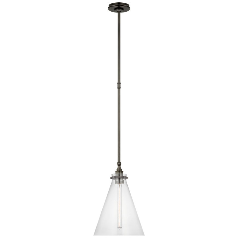 Parkington 1 - Light Pendant, Bronze, 15.5" H x 11" W x 11" D, Clear Glass