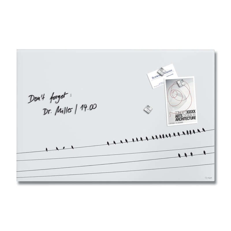 Artverum Wall Mounted Magnetic Glass Board, 40cm H x 60cm W x 60cm L