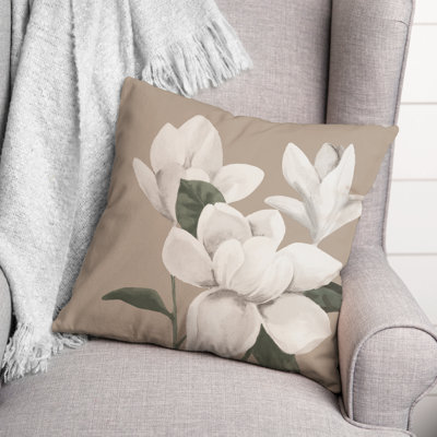 Magnolia Flowers Square Pillow Cover & Insert