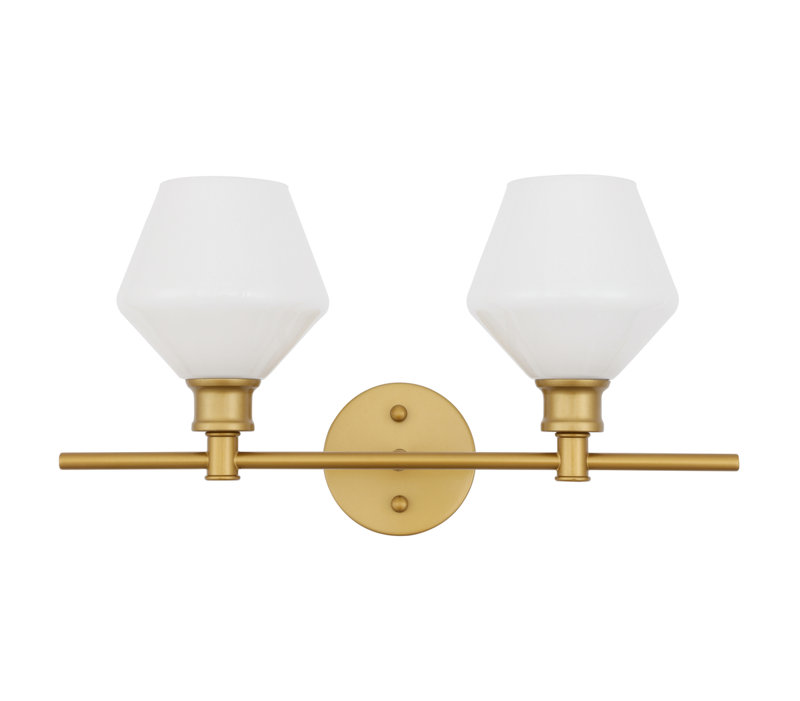 Gene light glass Wall sconce, Brass, 2 Lights, White