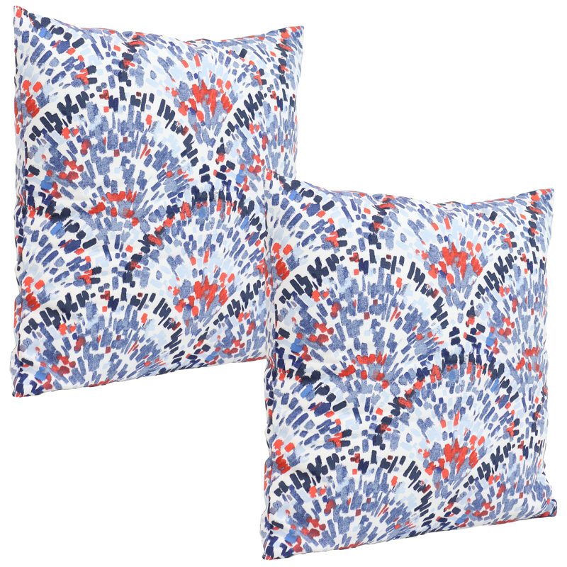Coussins décoratifs d'extérieur carrés 17 po - Rayures de plage, Rayures plage, H 17 po x l 17 po