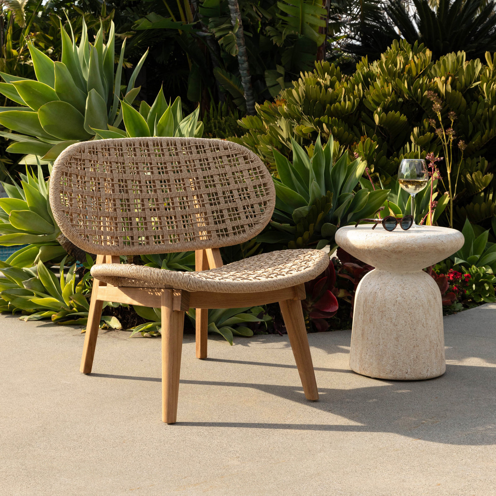 16.6'' Concrete Outdoor Side Table, Natural