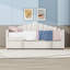Lit de jour simple rembourré avec couchette escamotable, port USB et poches latérales-575514291