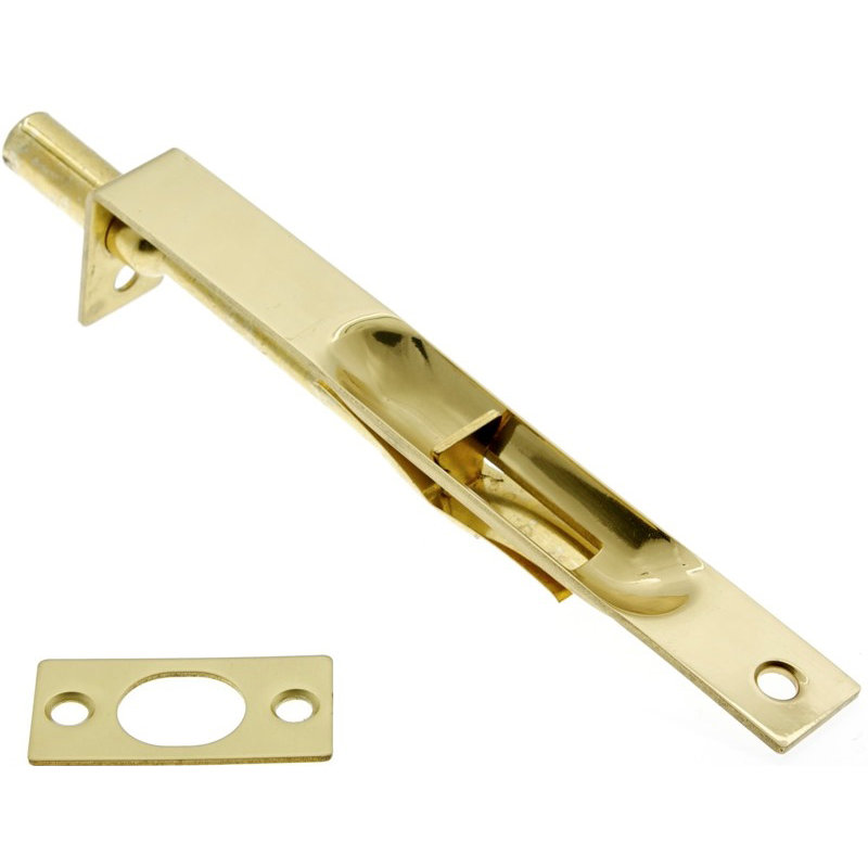 Solid Brass Flush Bolt with Square End, Polished Brass