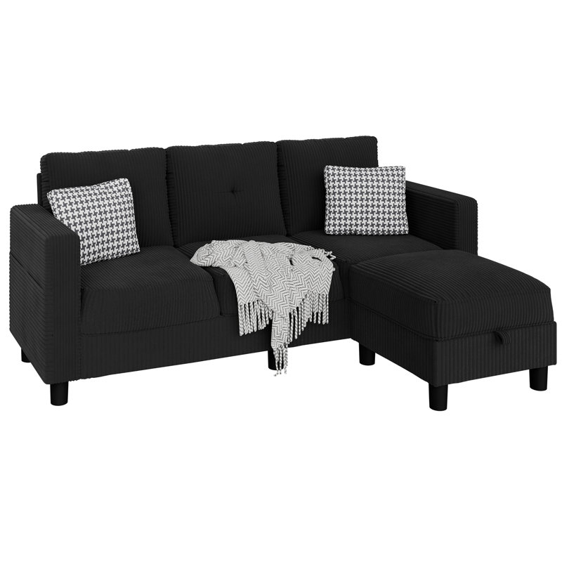 Serio 76.4" Upholstered Sofa Couch, Black