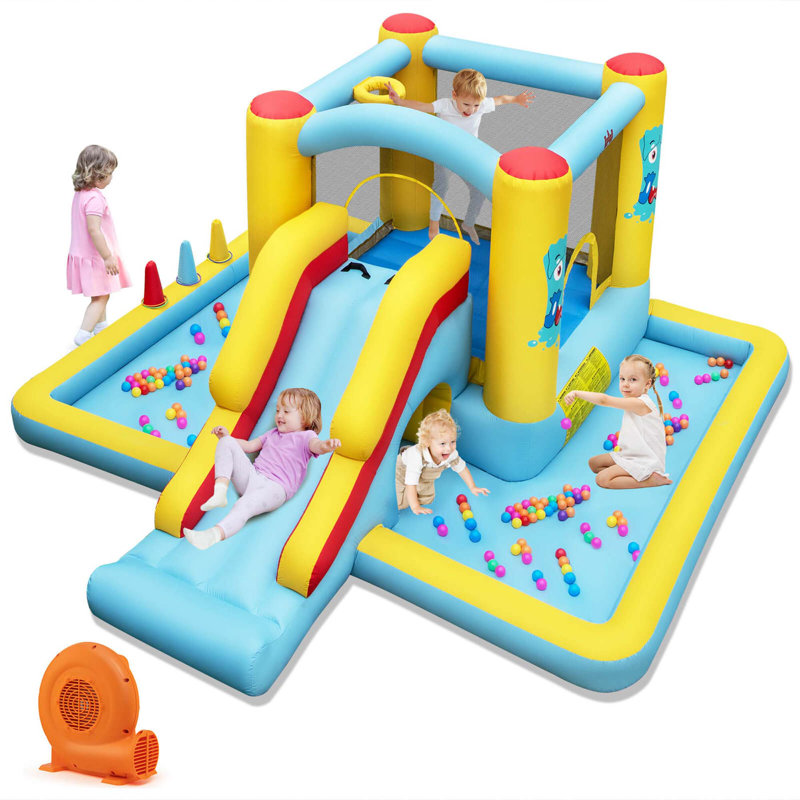 Jeu gonflable gonflable avec zone de saut à billes avec souffleur de 550 W