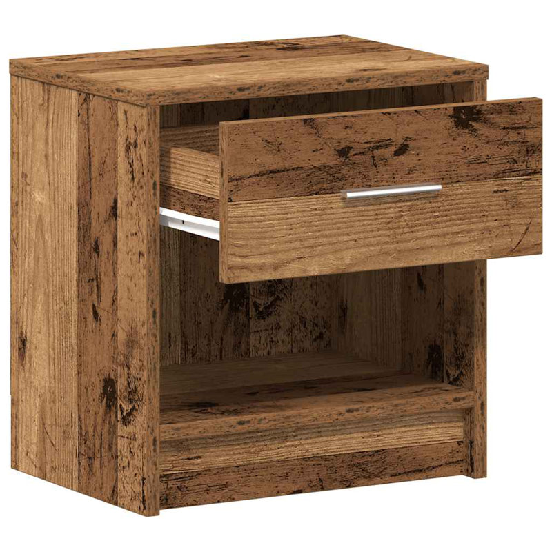 Bedside Cabinets With Drawer, Old Wood, 2