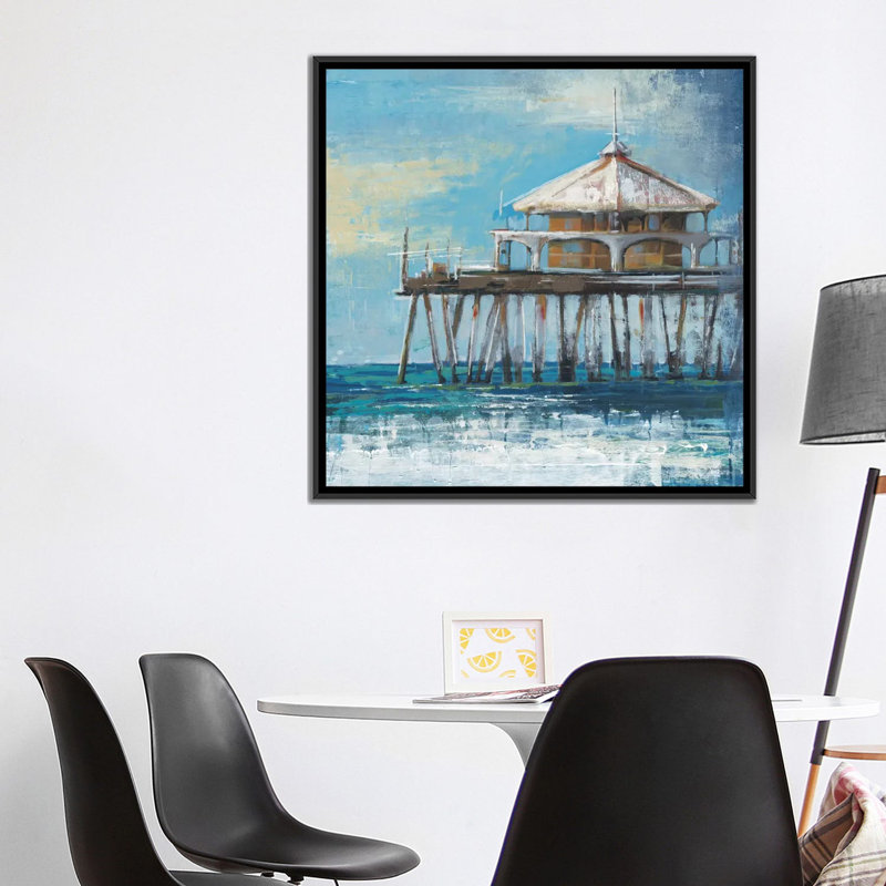 « boardwalk pilier », reproduction sur toile, H 37 po x l 37 po x P 1,5 po, Toile avec cadre noir, Pas de tapis