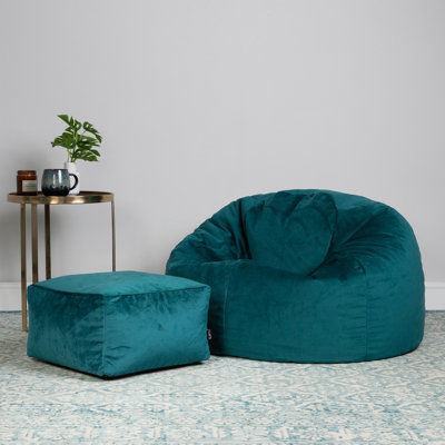 Kingston Velvet Bean Bag and Square Footstool