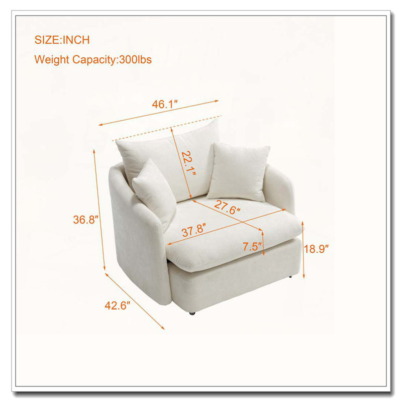 Coussin de fauteuil pivotant sur 360 ° avec 3 coussins, NON, Beige 1