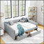 Lit de jour rembourré gris avec rangement spacieux et rembourrage en mousse confortable, parfait pour les chambres modernes-2137680439