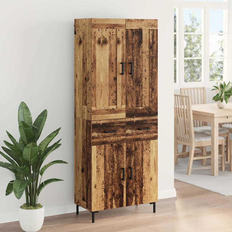  Highboard With Drawer 2 Pcs Artisan Oak Engineered Wood, Old Wood