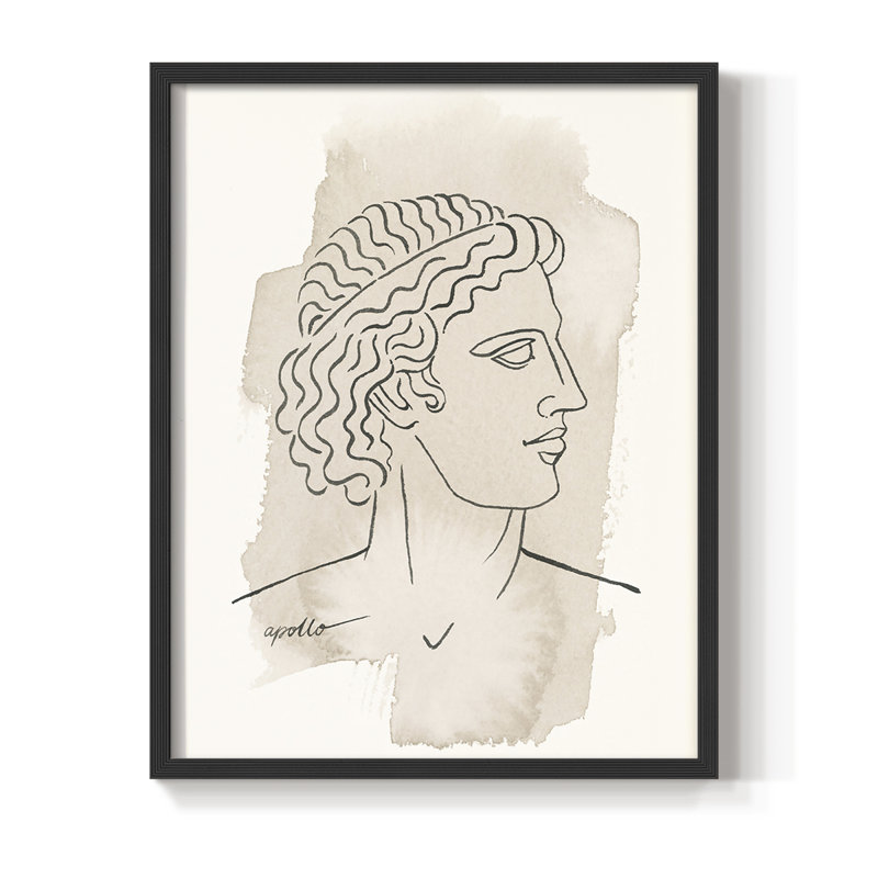 «Greek Busts IV», reproduction encadrée - bois massif, H 28 po x l 22 po, Noir