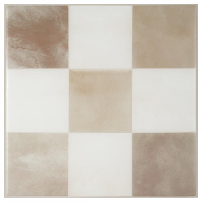 Peel and Stick Gel Backsplash Tile Damier 7" x 7" (Set of 4)