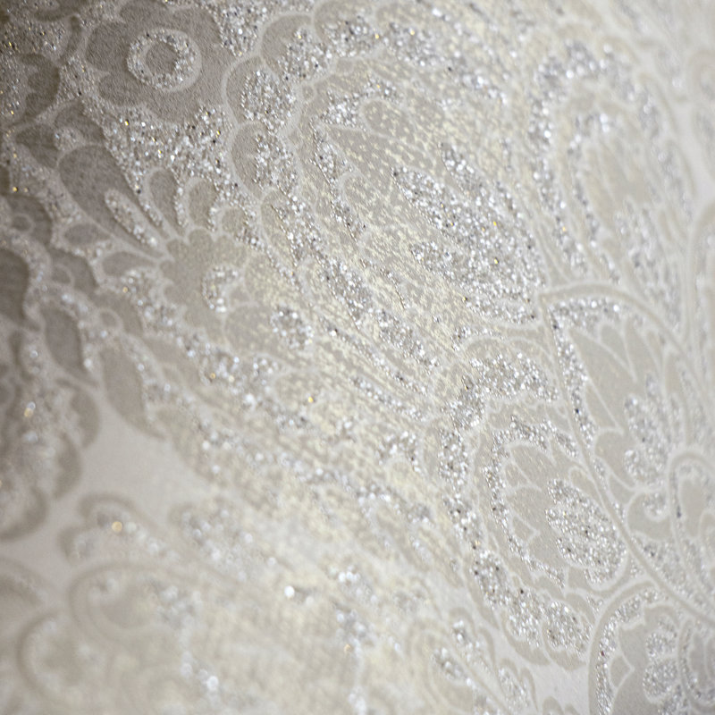 Adonea Aphrodite Glass Beads 3D Embossed 33' L x 21" W Wallpaper Roll, Cream Gold