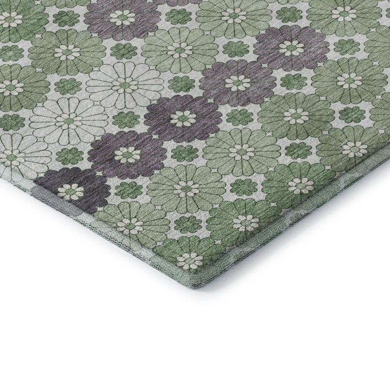Premium Machine Washable Slesnick AMF1678 Geometric Rug, Rectangle 3' x 5'