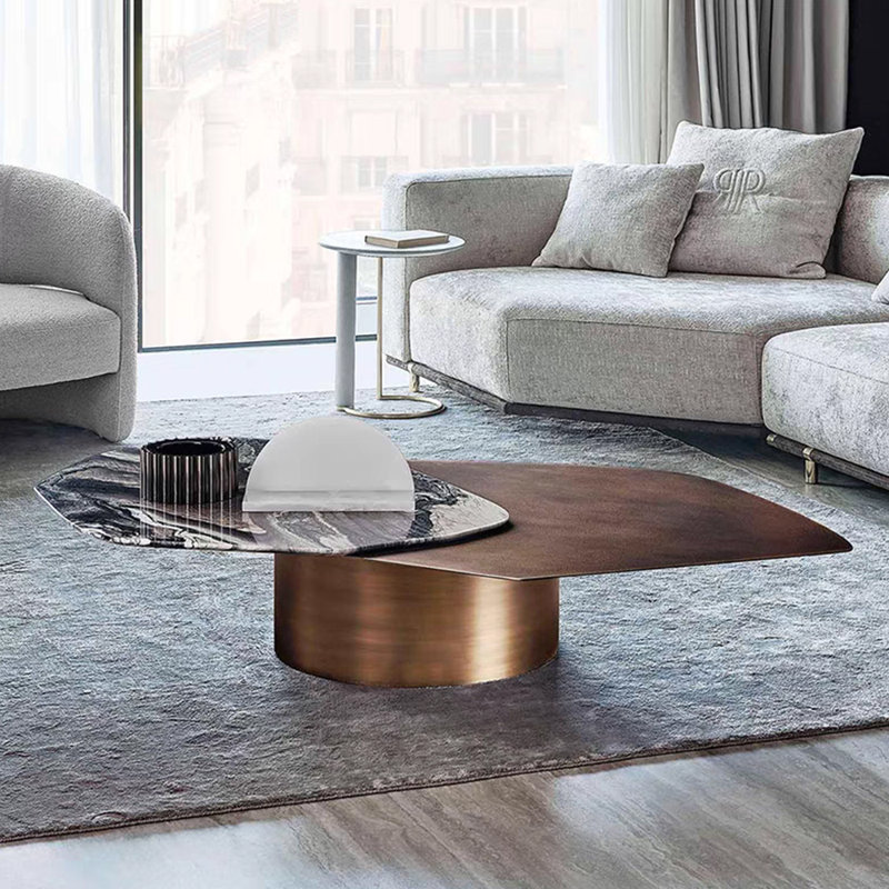 Creative light luxury marble coffee table, 16.53" H x 66.92" L x 40.55" W