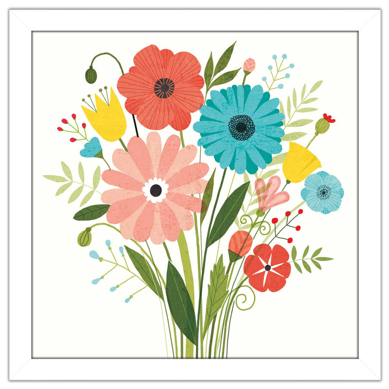 " Seaside Bouquet II ", 31.5" H x 31.5" W x 1" D, White Framed