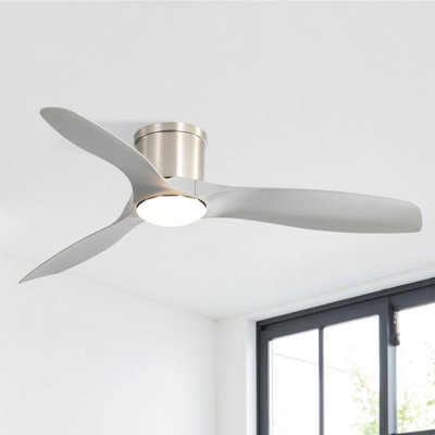 Ventilateur de plafond encastré à 3 pales 52 pouces avec lumière, gris, télécommande / APP Shandi Modern Smart