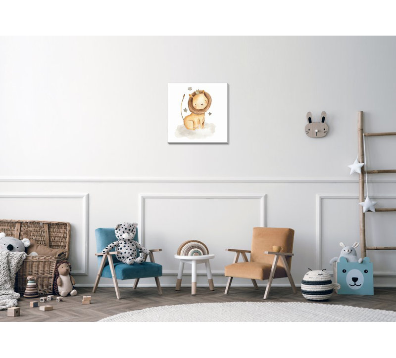 Lion avec étoiles, art mural sur toile, Sans cadre, H 24 po x l 24 po