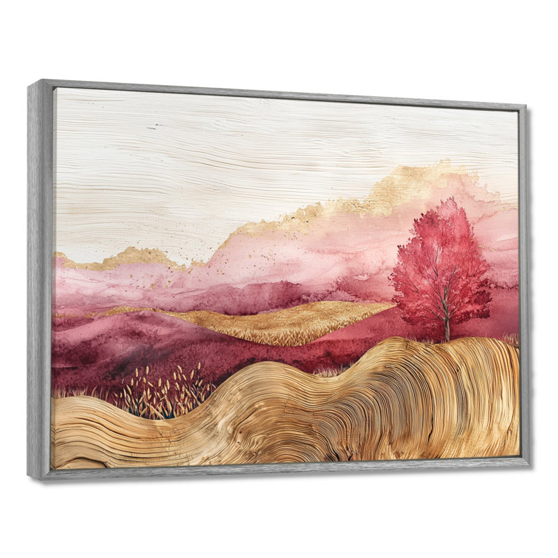 «Country Side Rose Meadow», art mural prairie, 30" H x 40" W, Impression encadrée flottante, Silver