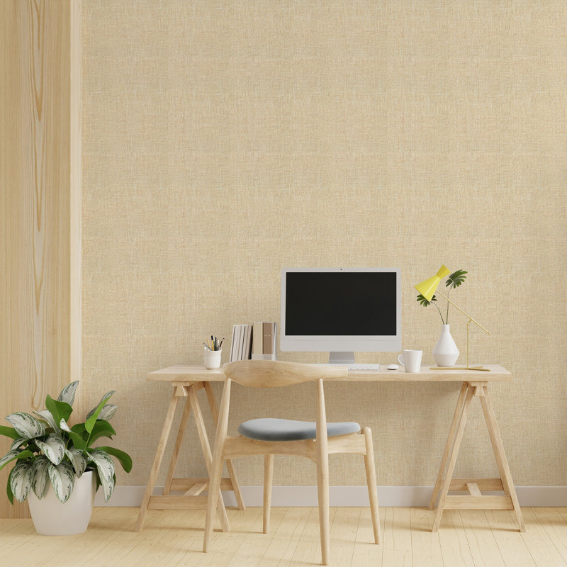 Panneau de papier peint texturé auto-adhésif beige chaud L 9 pi x l 24 po, couvre 18 pieds carrés, Beige chaud