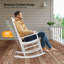 Chaise berçante d'extérieur en bois, capacité de poids de 450 lb, chaise longue à dossier haut en bois massif-173257487