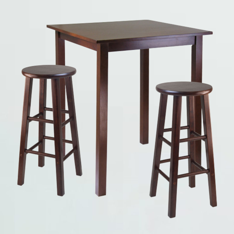 Cion 3-Piece Counter Height Solid Wood Dining Set With 2-Stools, 38.98'' H X 33.86'' W X 33.86'' D