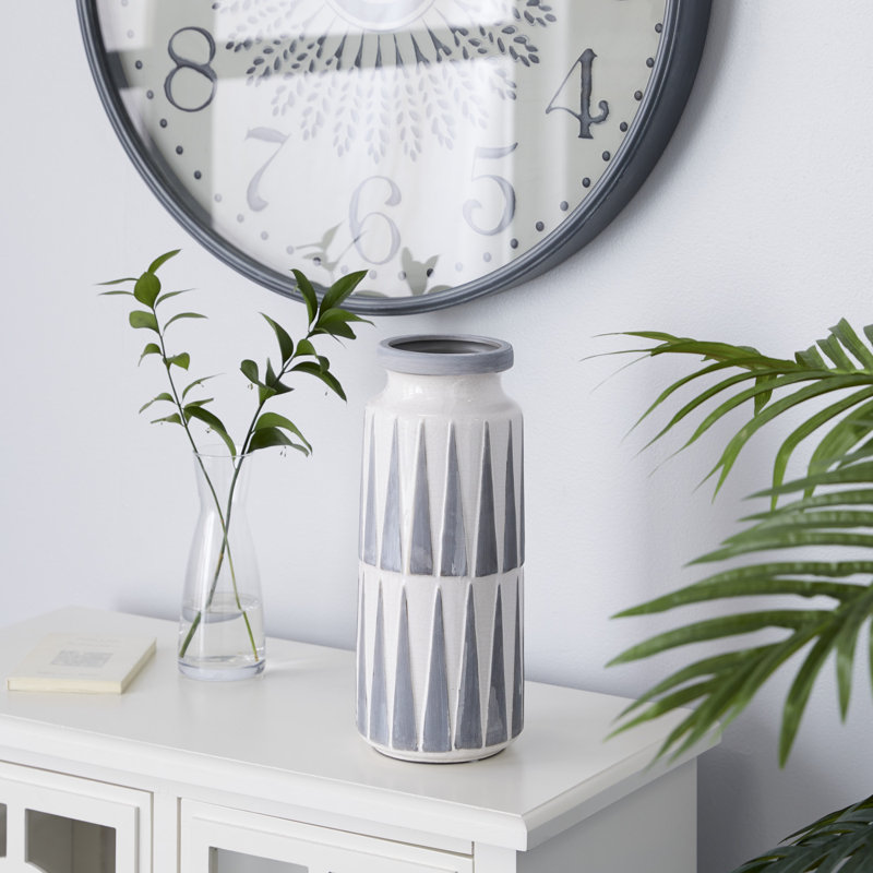 Elegant Dove Gray Ceramic Bouquet Vase 13''