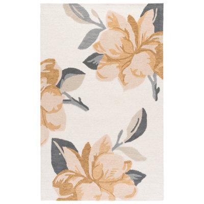 Jardin 403 Hand Tufted Wool/Cotton Floral Rug in Ivory/Beige