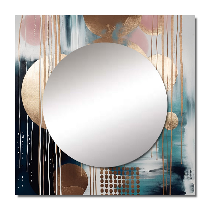 Derekshan - Abstract Marble Square Living Room Wall Mirror Art, 23" x 23"