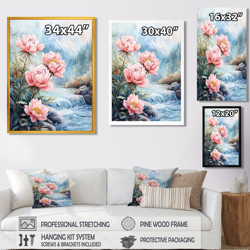 Gitza - art mural floral, Reproduction encadrée d'une seule photo, Argent argent, H 20 po x l 12 po