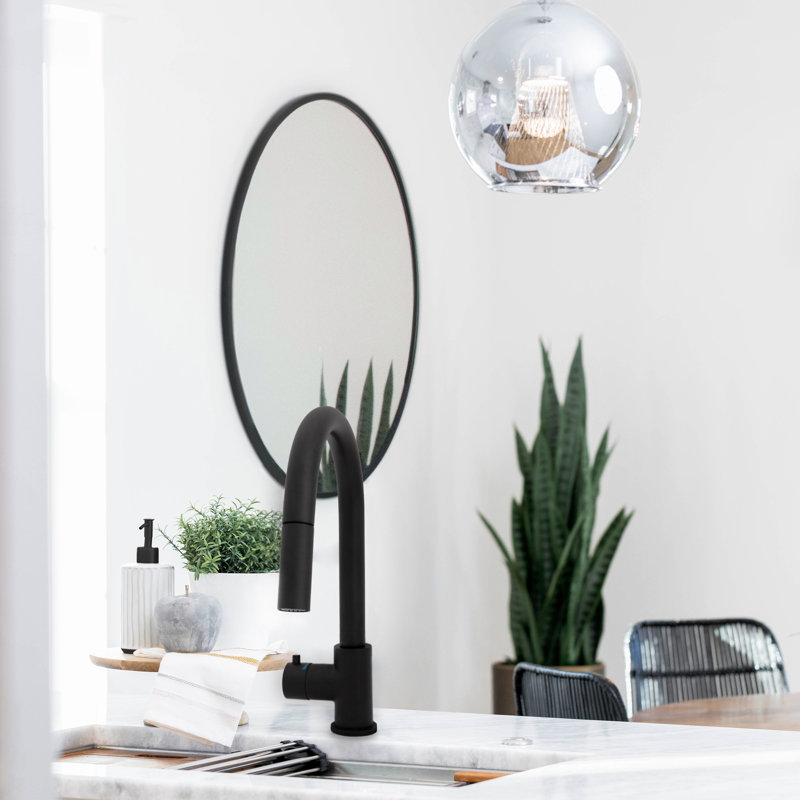 Gemini Pull Down Touchless Single Handle Kitchen Faucet With Side Spray, Matte Black