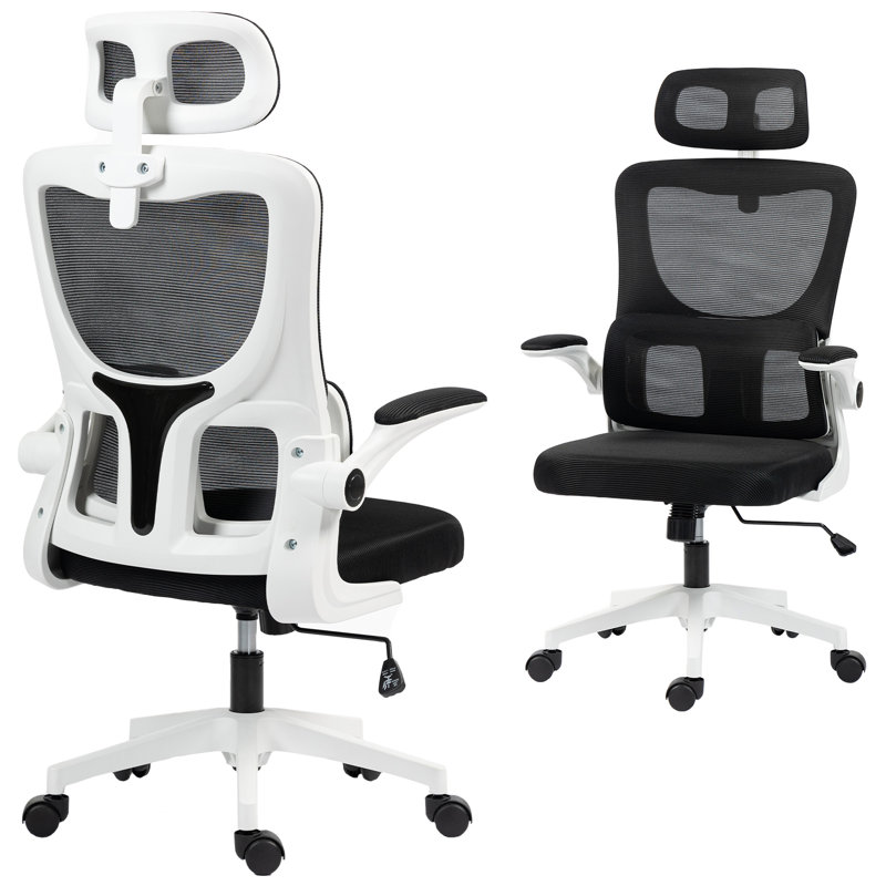 Mesh Office Chair with Adjustable Headrest, Lumbar Support, Black