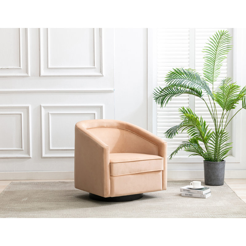 Aloisa Velvet Swivel Barrel Chair, Tan Velvet