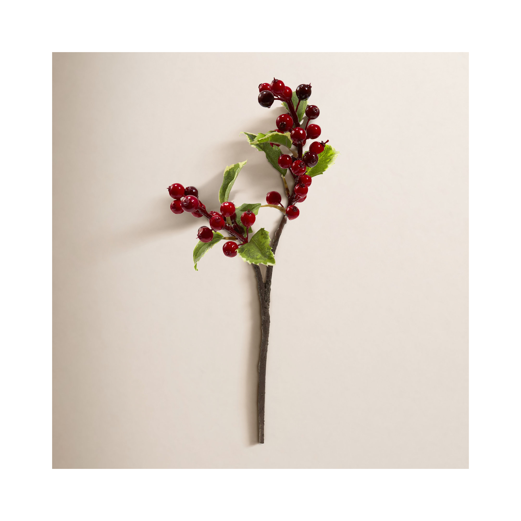 16'' Faux Holly Branch