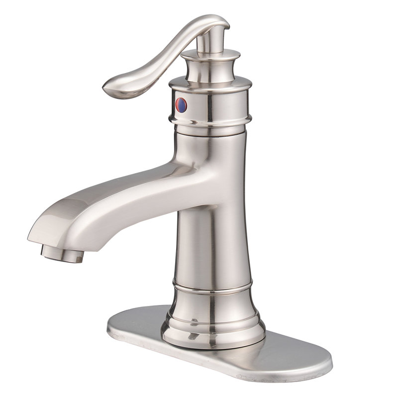 Single-Hole Single-handle Bathroom Faucet with Drain Assembly, Brushed Nickel