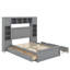 Lit double en bois avec armoire tout-en-un, tablette, douilles et lit gigogne-1093845850